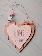 Load image into Gallery viewer, Home is where you hang your Heart Wooden Plaque
